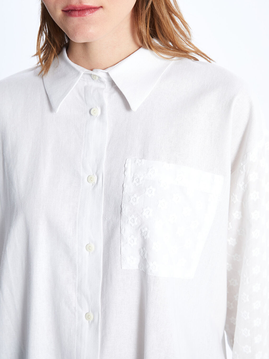 LCW Vision Plain Long Sleeve Linen Blend Women's Shirt -S46209Z8-R9J