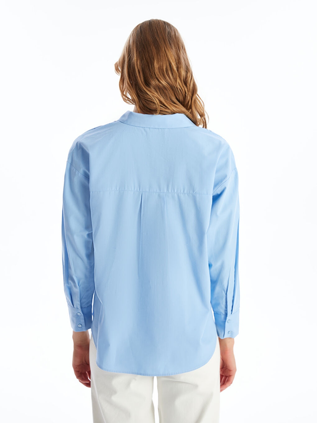 Self-Patterned Long Sleeve Oversize Women's Shirt-4