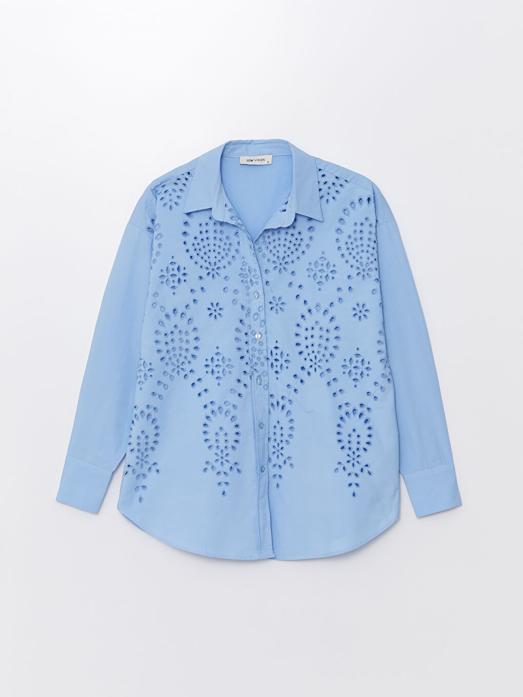 Self-Patterned Long Sleeve Oversize Women's Shirt-5