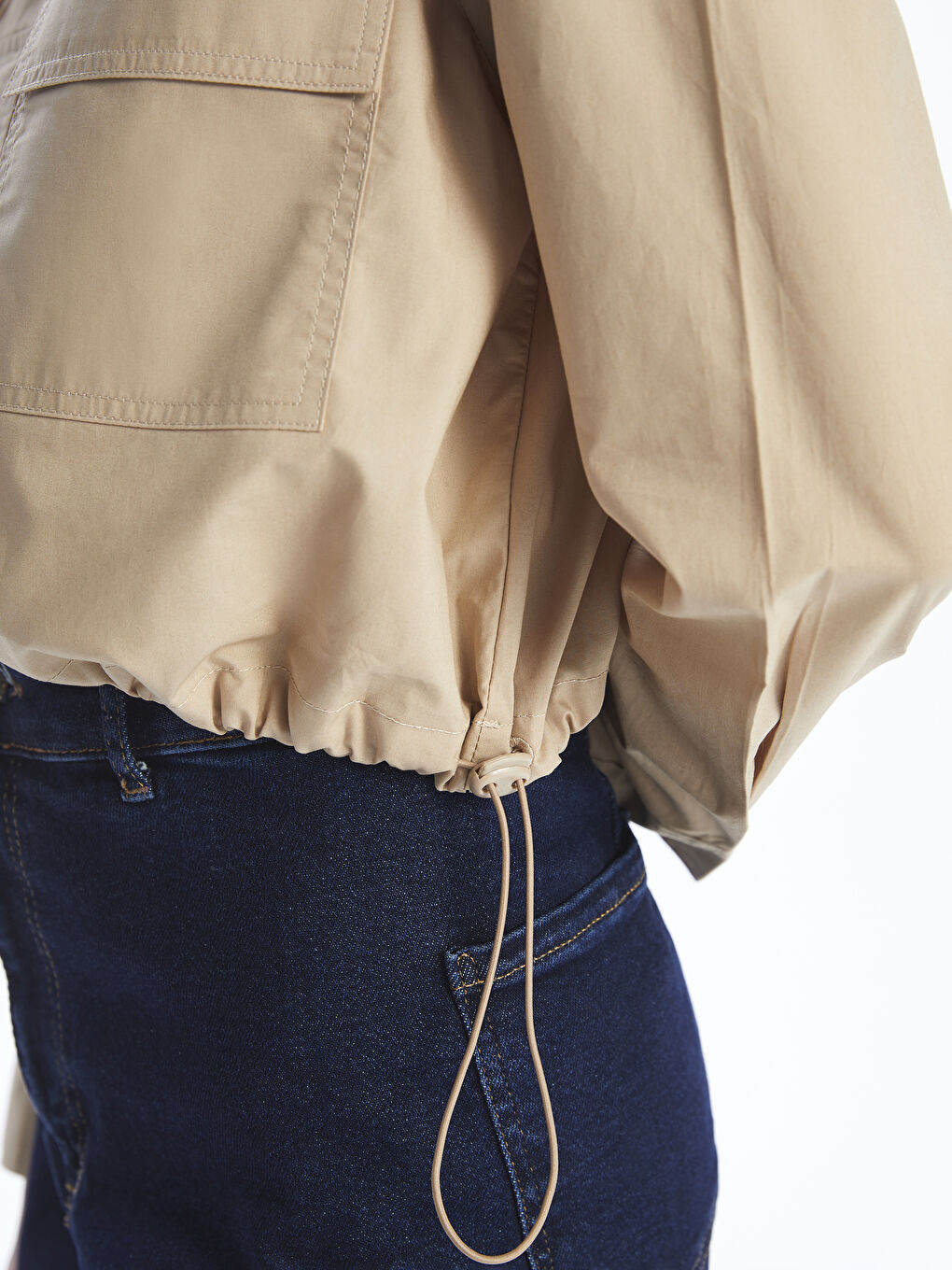 әйелдерге арналған қысқартылған поплин жейде-3