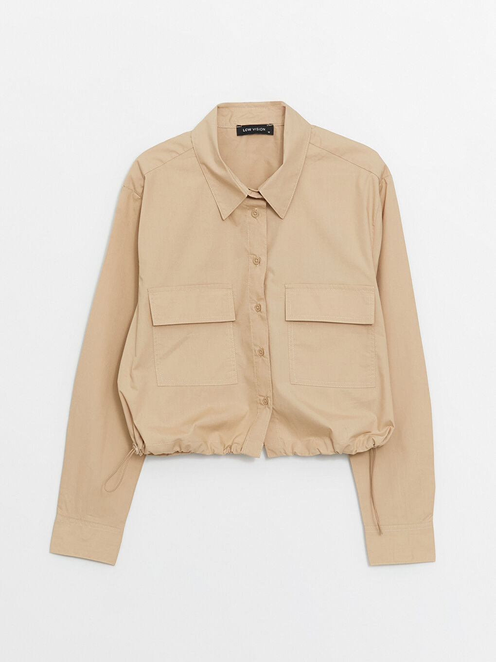 әйелдерге арналған қысқартылған поплин жейде-5