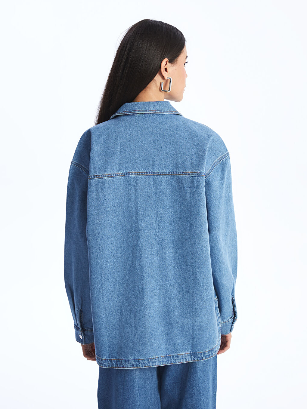 Oversize Women's Denim Shirt Jacket-4