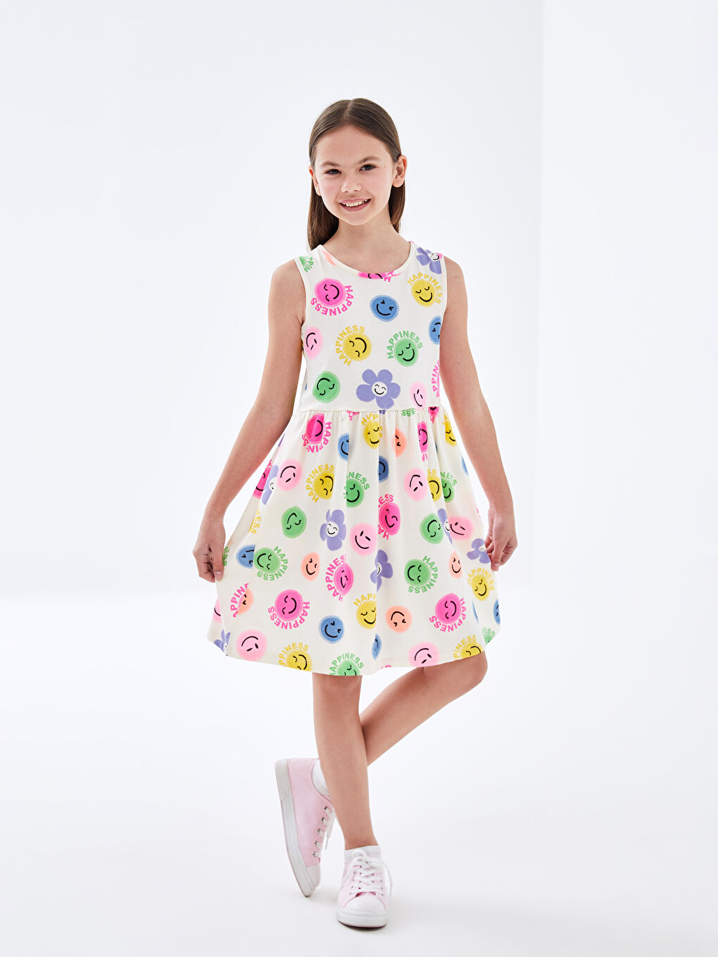 Crew Neck Girls Dress -S46227Z4-LRB