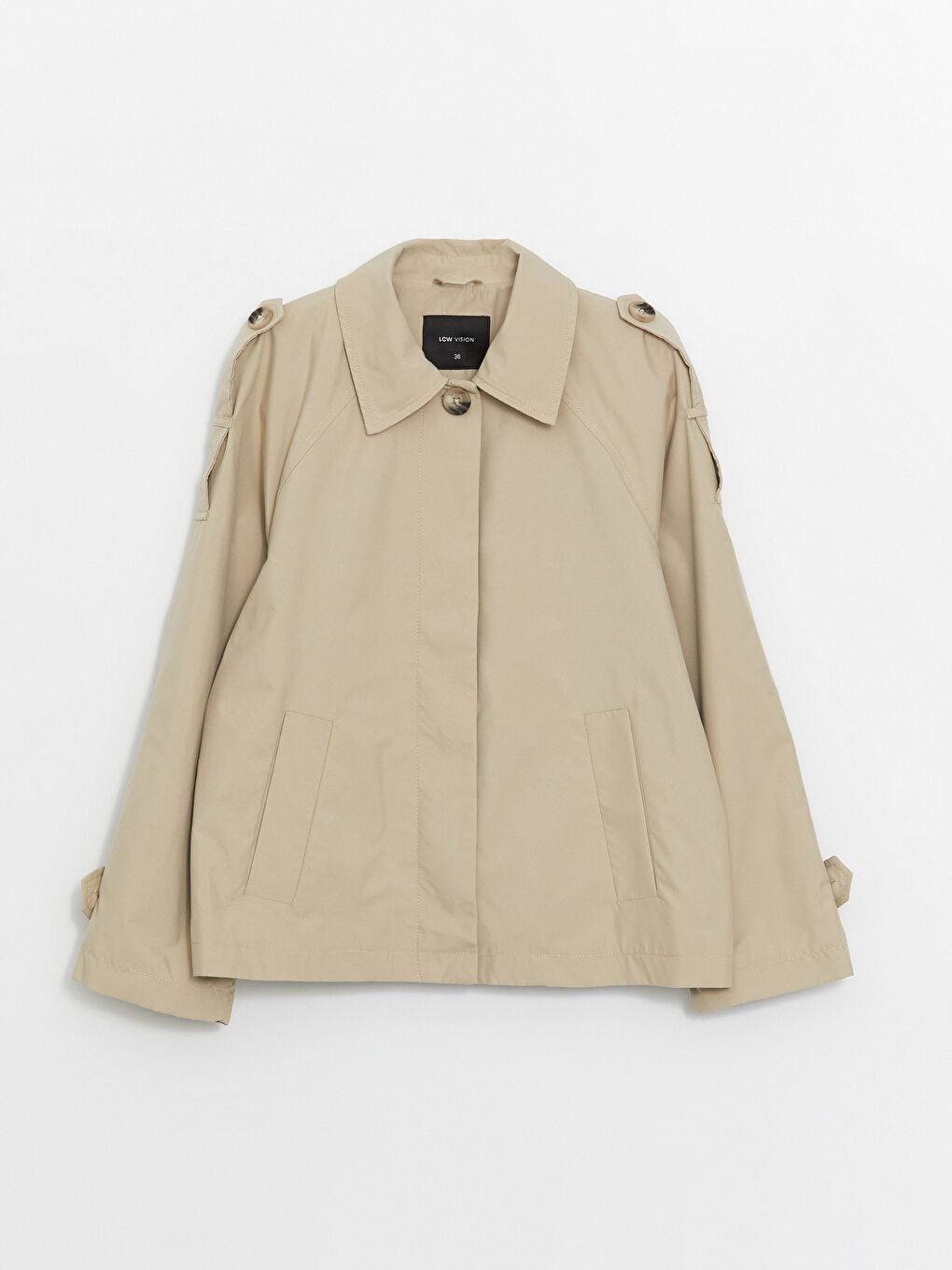 Women's Shirt Collar Plain Trench Coat -S46237Z8-VHS