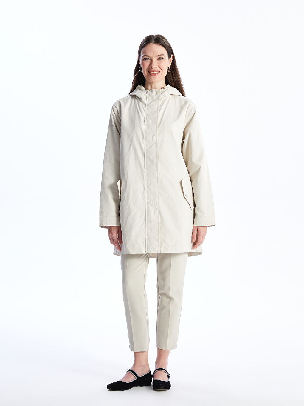 LC Waikiki Women's Hooded Plain Coat -S46246Z8-VEB