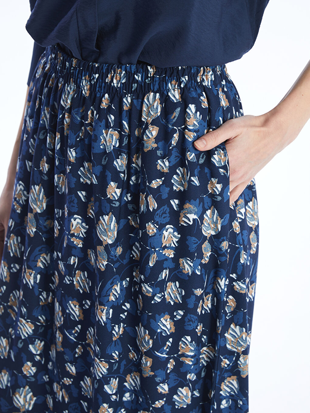 Elasticated Waist Patterned Belmando Women's Skirt -S46248Z8-LQQ