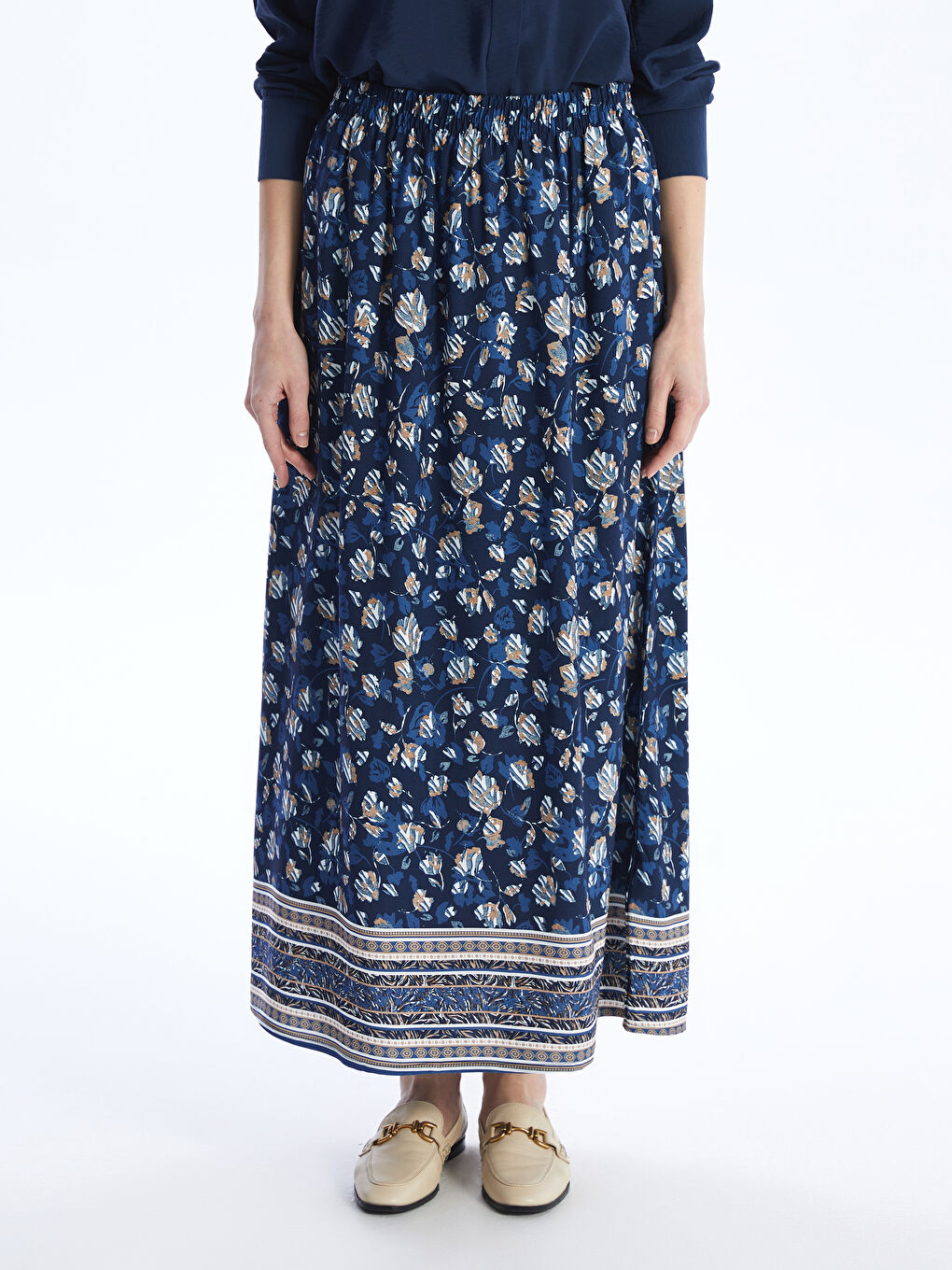 Elasticated Waist Patterned Belmando Women's Skirt -S46248Z8-LQQ