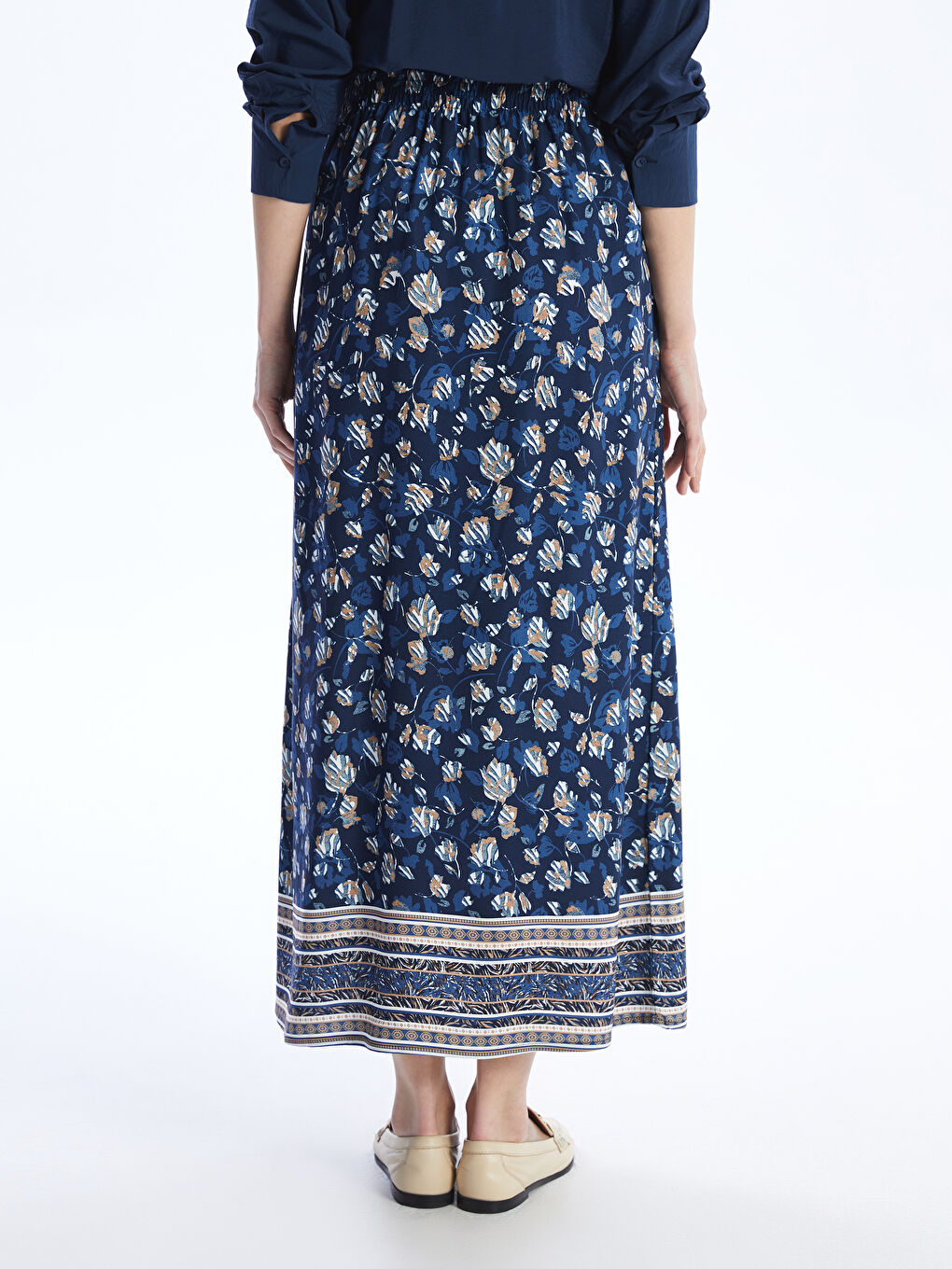 Elasticated Waist Patterned Belmando Women's Skirt -S46248Z8-LQQ