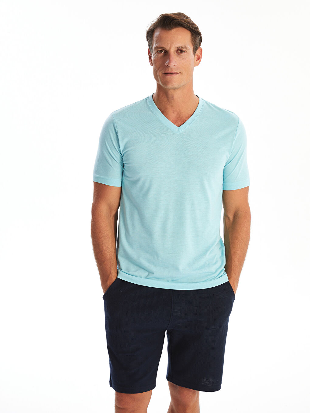 V-Neck Short Sleeve Jersey Men's T-Shirt -S46249Z8-DWY
