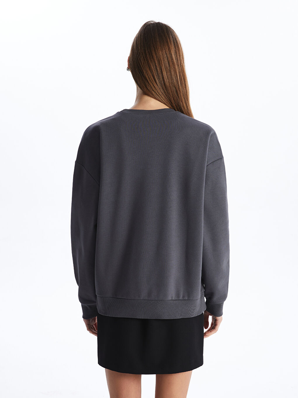 LCW Vision Crew Neck Embroidered Long Sleeve Oversize Women's Sweatshirt -S46289Z8-HLC
