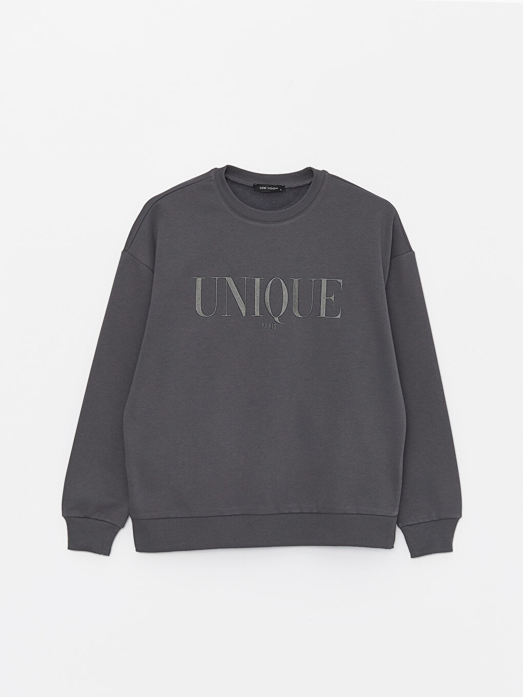 LCW Vision Crew Neck Embroidered Long Sleeve Oversize Women's Sweatshirt -S46289Z8-HLC