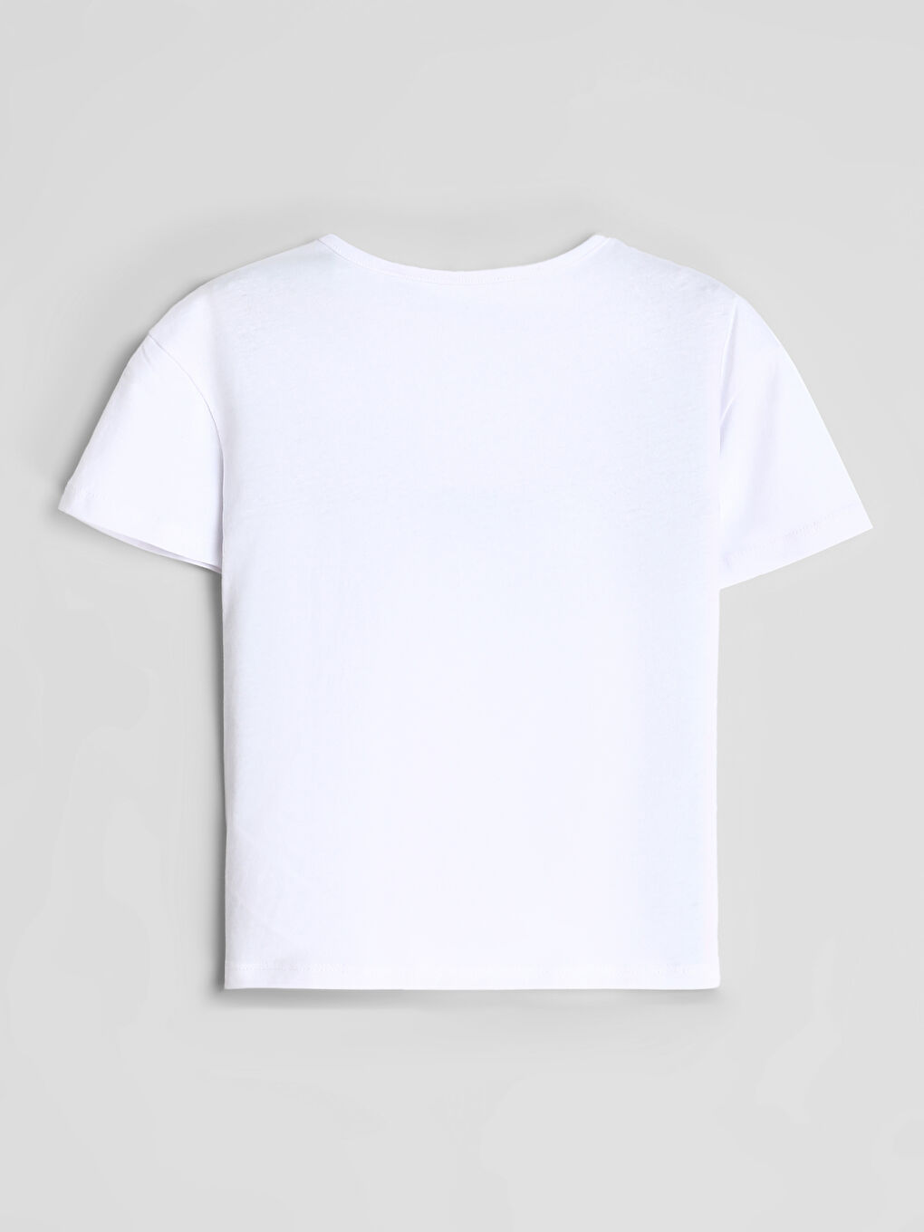 تي شيرت بنات كم قصير بسيط كول مدور-2