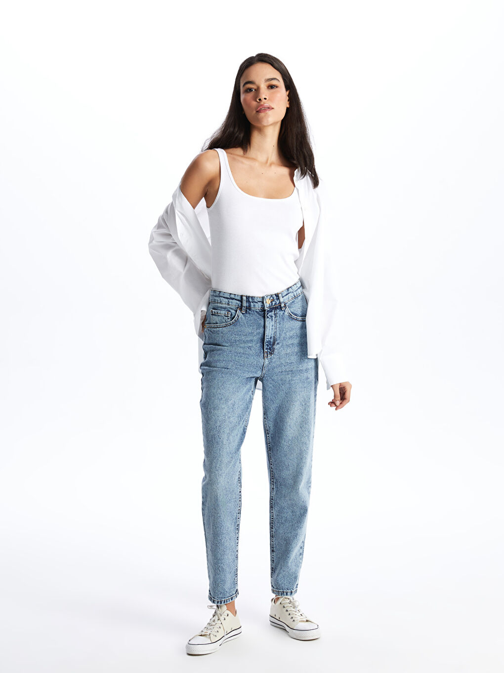 LCW Jeans Orta İndigo Rodeo Mom Fit Kadın Jean Pantolon - 1