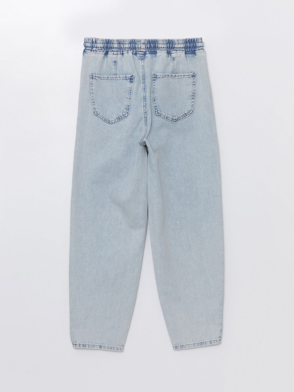 Elastic Waist Mom Fit Women's Denim Trousers -S46374Z8-311