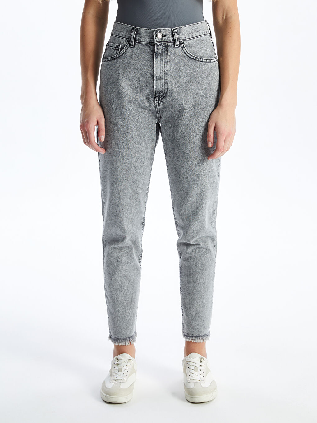 LCW Jeans Gri Mom Fit Kadın Jean Pantolon - 3