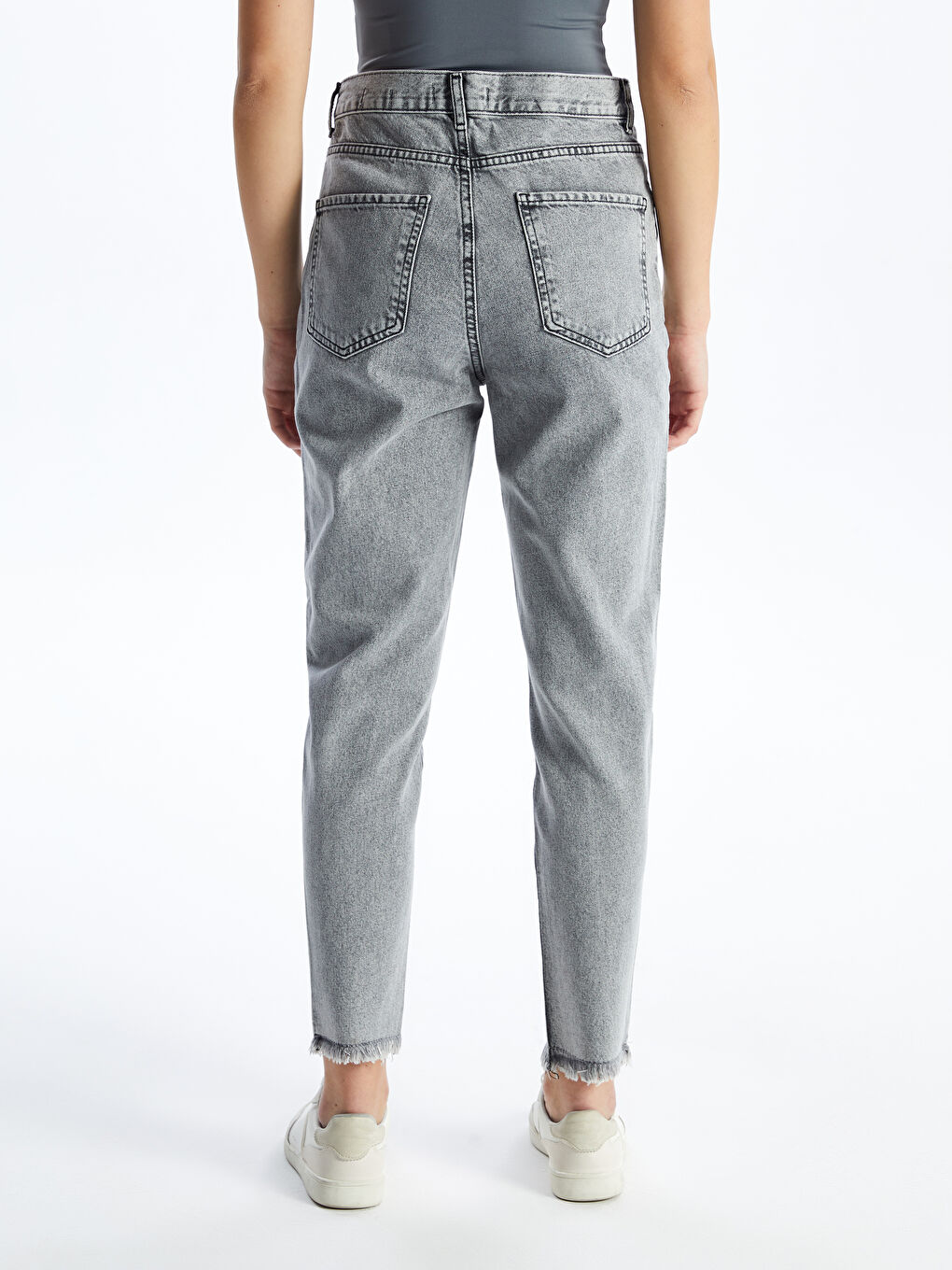 LCW Jeans Gri Mom Fit Kadın Jean Pantolon - 4