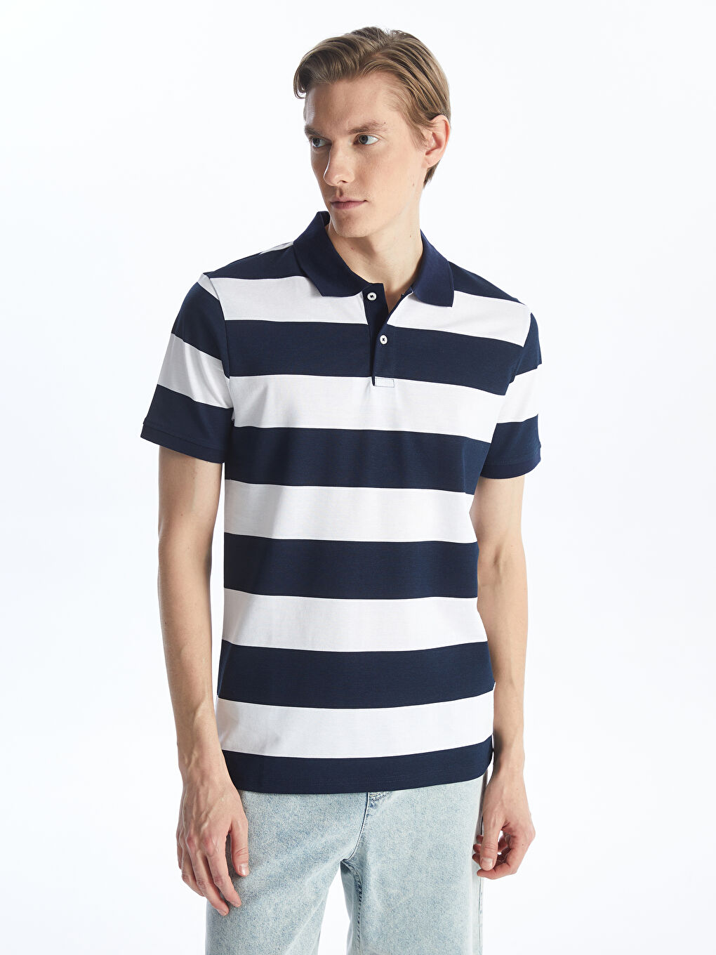 LCWAIKIKI Classic Polo Neck Short Sleeve Color Block Pique Men's T-Shirt -S46400Z8-LGS