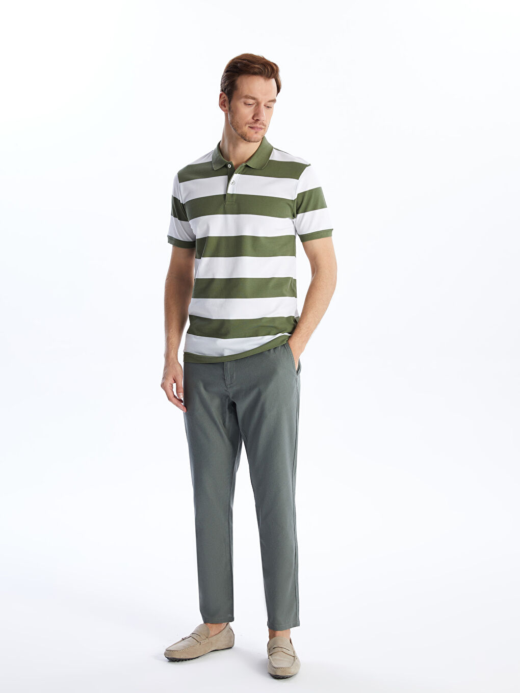 Polo Neck Short Sleeve Color Block Pique Men's T-Shirt -S46400Z8-LFT