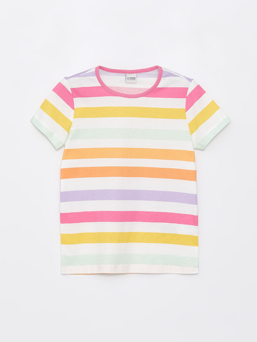 Crew Neck Striped Short Sleeve Girl T-Shirt -S46419Z4-LGZ
