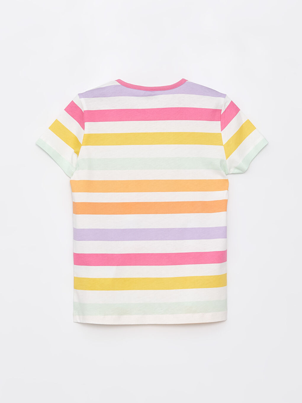 Crew Neck Striped Short Sleeve Girl T-Shirt -S46419Z4-LGZ