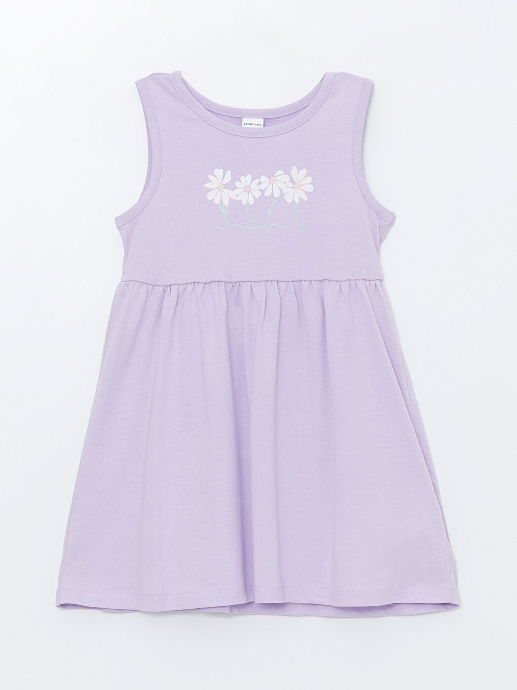 Crew Neck Printed Girls' Jersey Dress