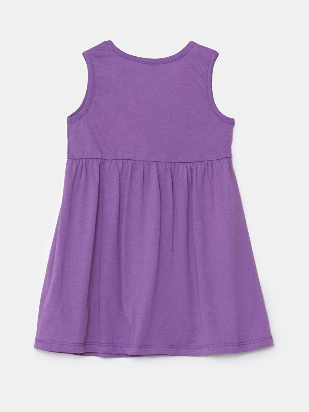 فستان جيرسي مطبوع برقبة دائرية للبنات-1