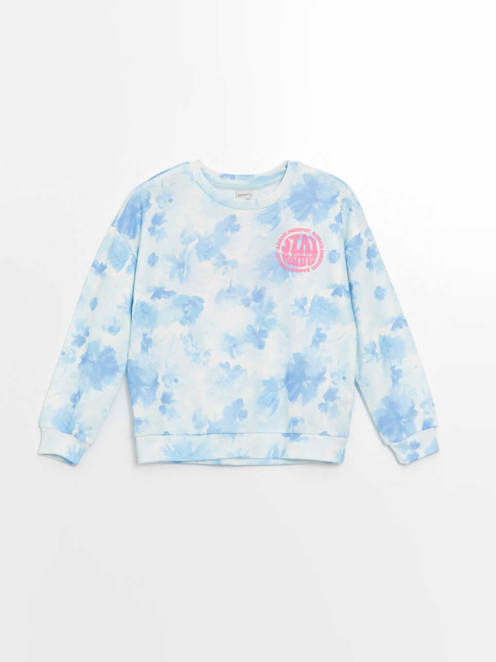 Mavi Bisiklet Yaka Baskılı Uzun Kollu Kız Çocuk Sweatshirt