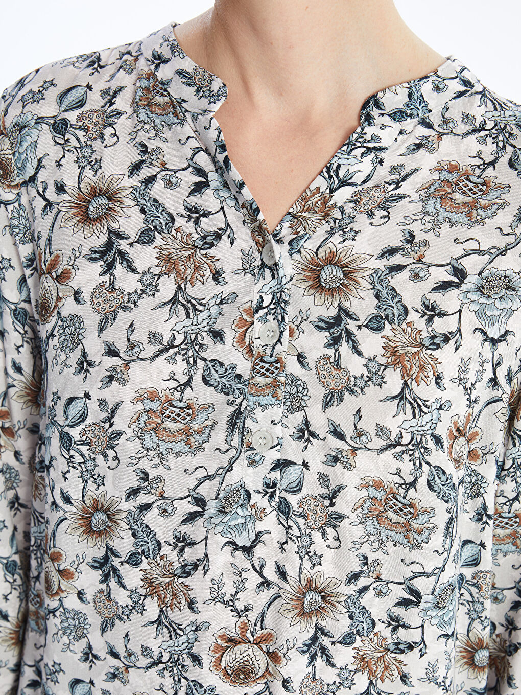 Women's Crew Neck Floral Long Sleeve Blouse -S46475Z8-LRA