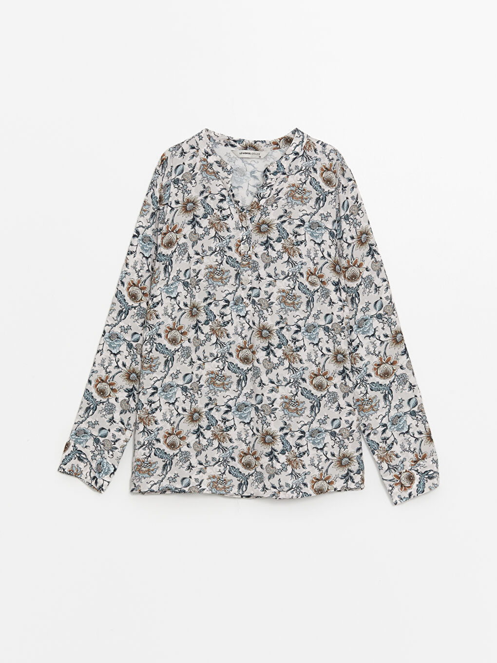 Women's Crew Neck Floral Long Sleeve Blouse -S46475Z8-LRA
