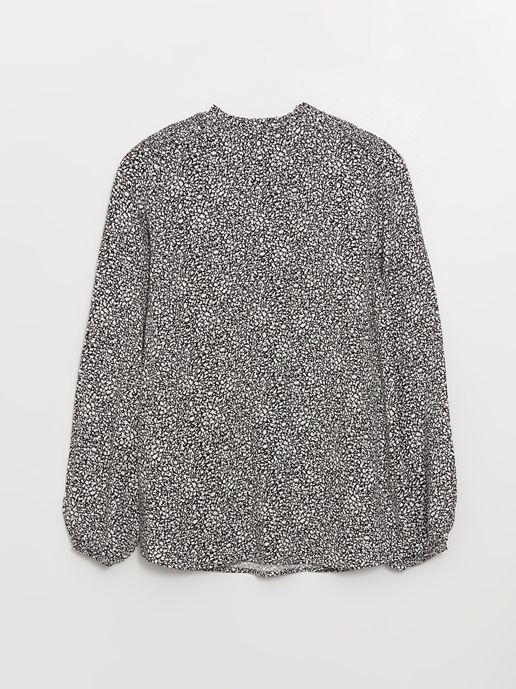 بلوزة للسيدات بأكمام طويلة وياقة مربوطة منقوشة-6