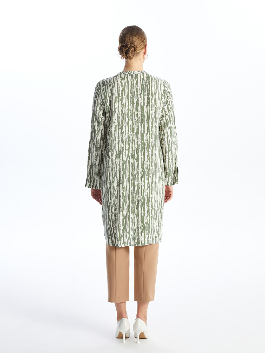 Crew Neck Patterned Women's Shirt Tunic -S46477Z8-LS6