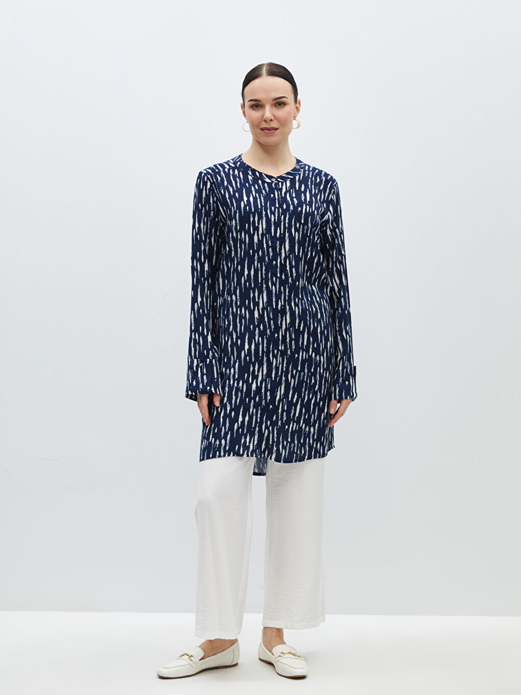 Crew Neck Patterned Women's Shirt Tunic-2