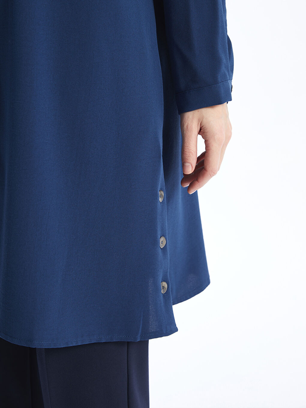 Plain Long Sleeve Women's Shirt Tunic -S46481Z8-VFY