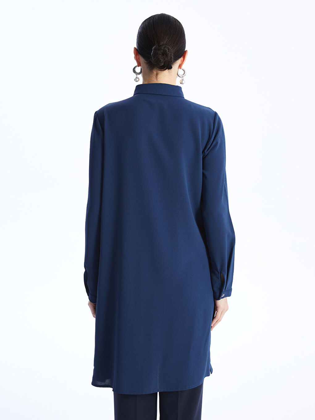 Plain Long Sleeve Women's Shirt Tunic -S46481Z8-VFY