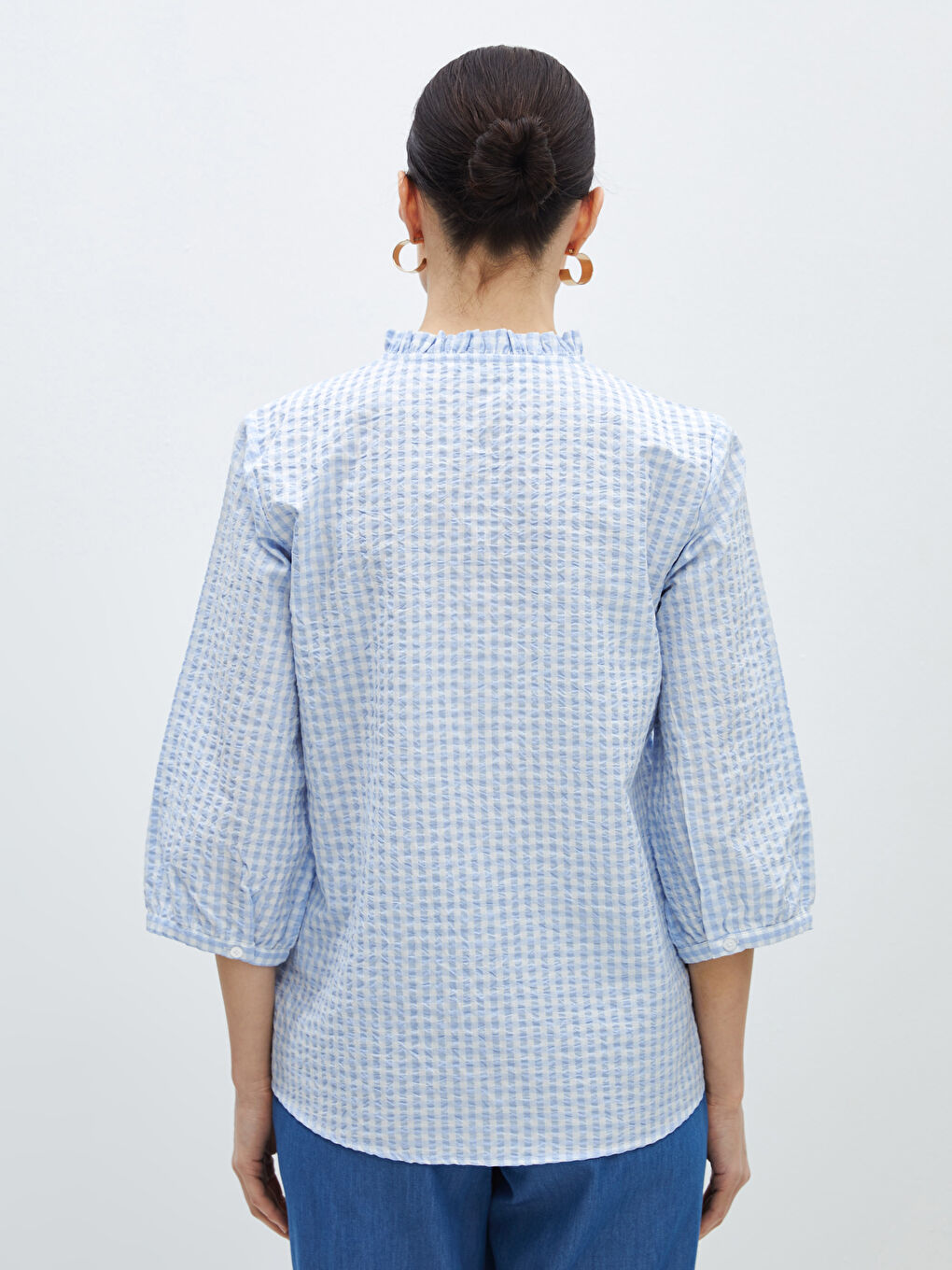 Henley Neckline Embroidered Women's Blouse -S46489Z8-LLC