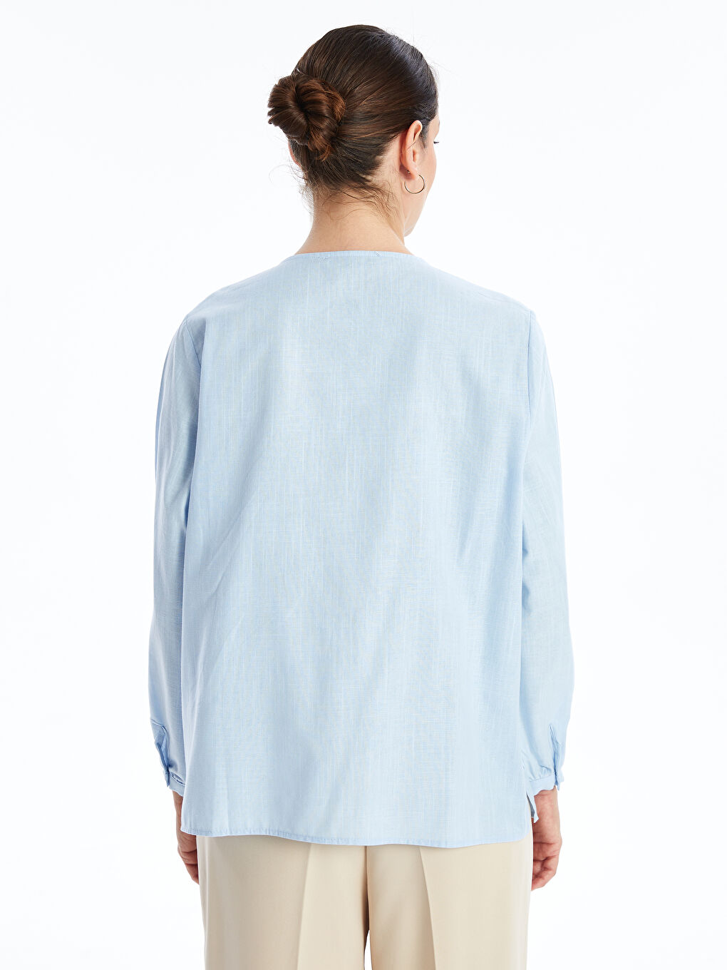 Mavi Bisiklet Yaka Nakışlı Güpürlü Kadın Bluz-3