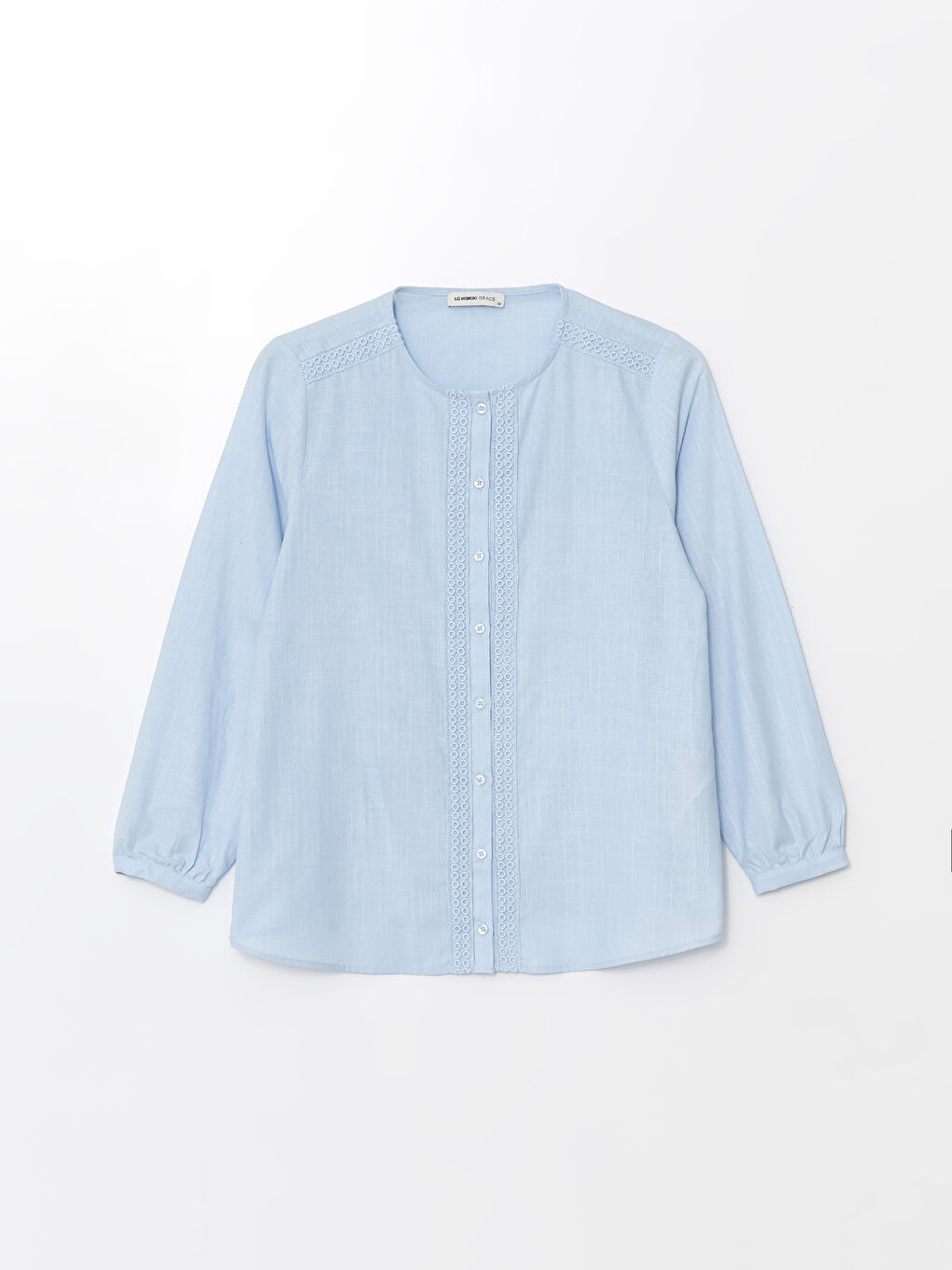 Mavi Bisiklet Yaka Nakışlı Güpürlü Kadın Bluz-4