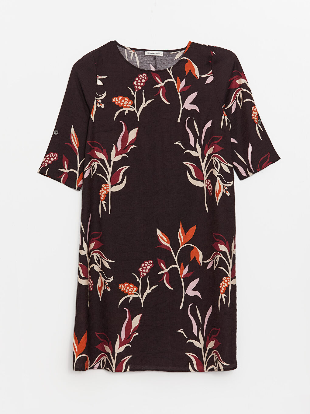 Crew Neck Floral Linen Look Women's Dress -S46497Z8-F9C