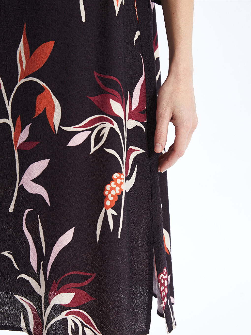 Crew Neck Floral Linen Look Women's Dress -S46497Z8-F9C