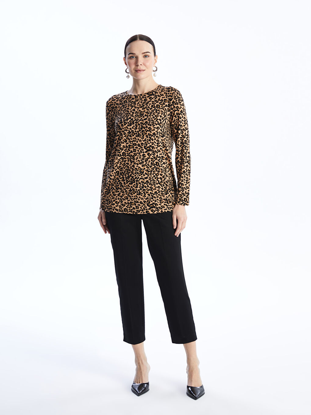 Women's Elastic Waist Regular Trousers -S46502Z8-CVL