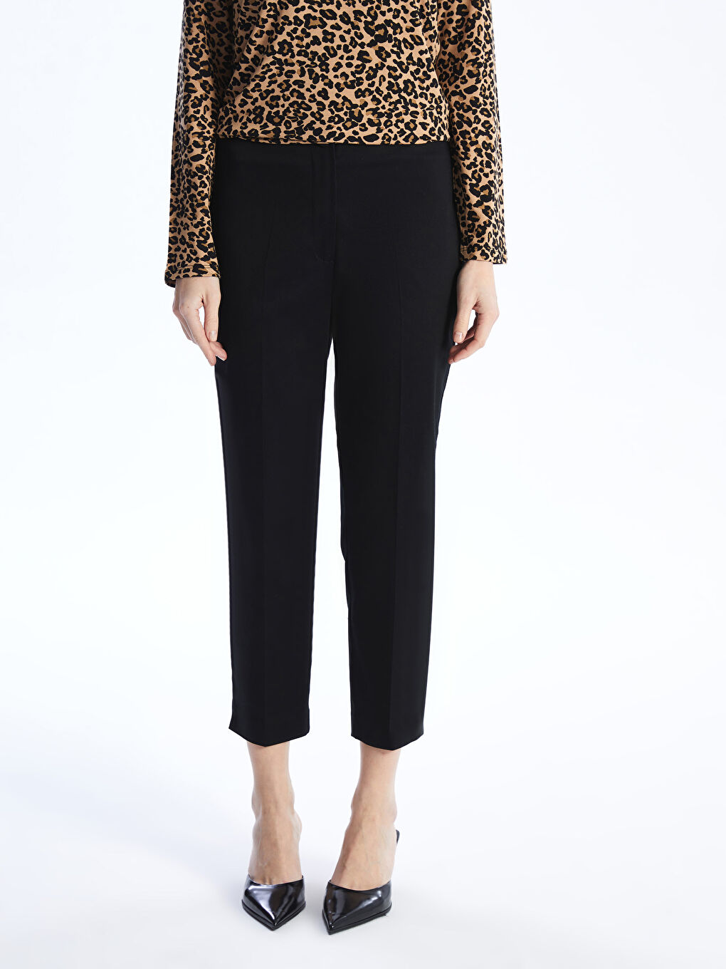 Women's Elastic Waist Regular Trousers -S46502Z8-CVL