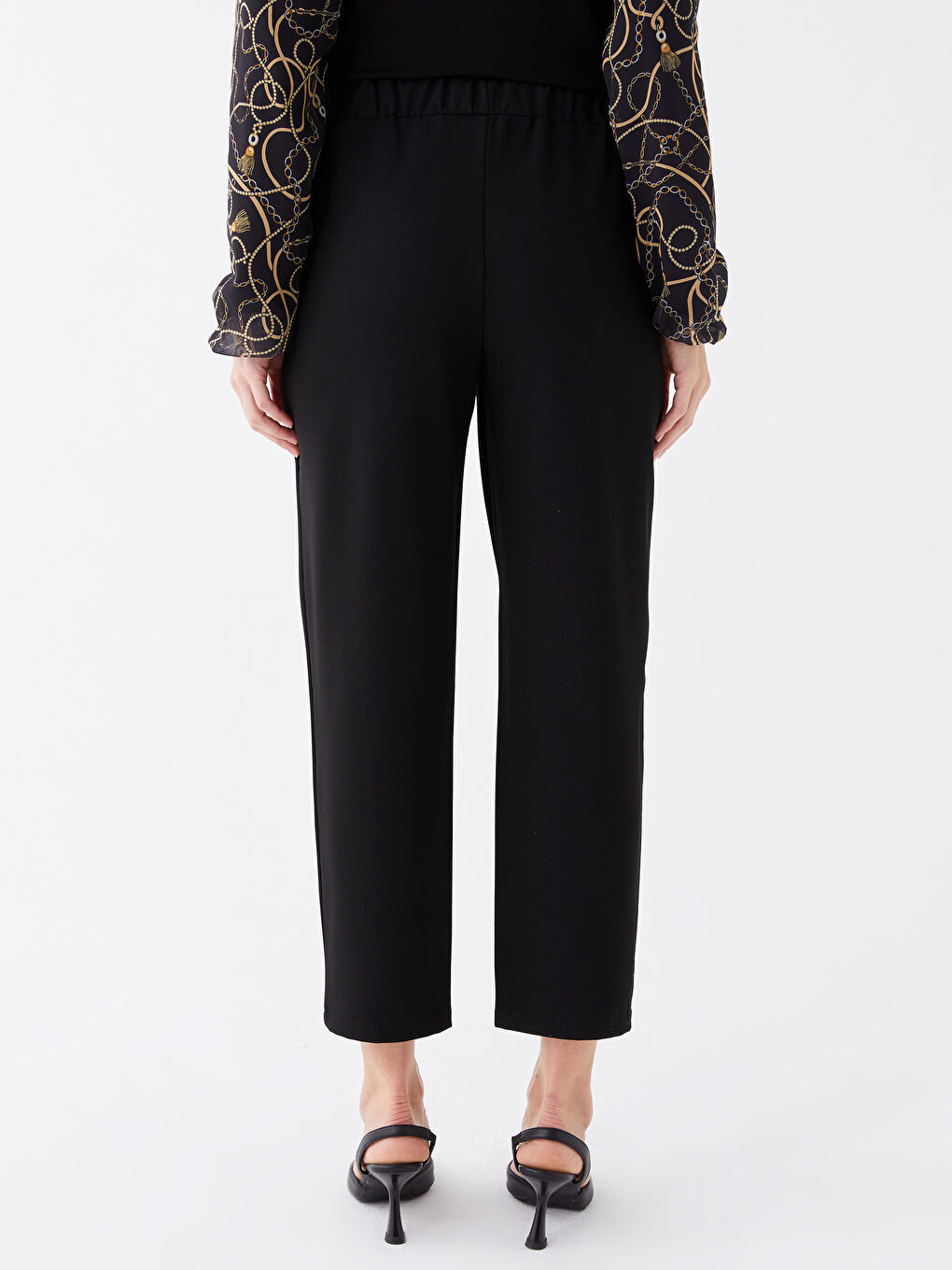 Elasticated Waist Regular Fit Women's Trousers -S46504Z8-CVL