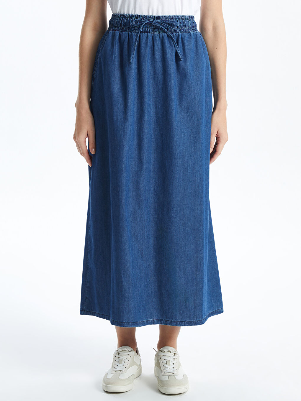 Elasticated Waist Loose Fit Women's Denim Skirt -S46507Z8-563