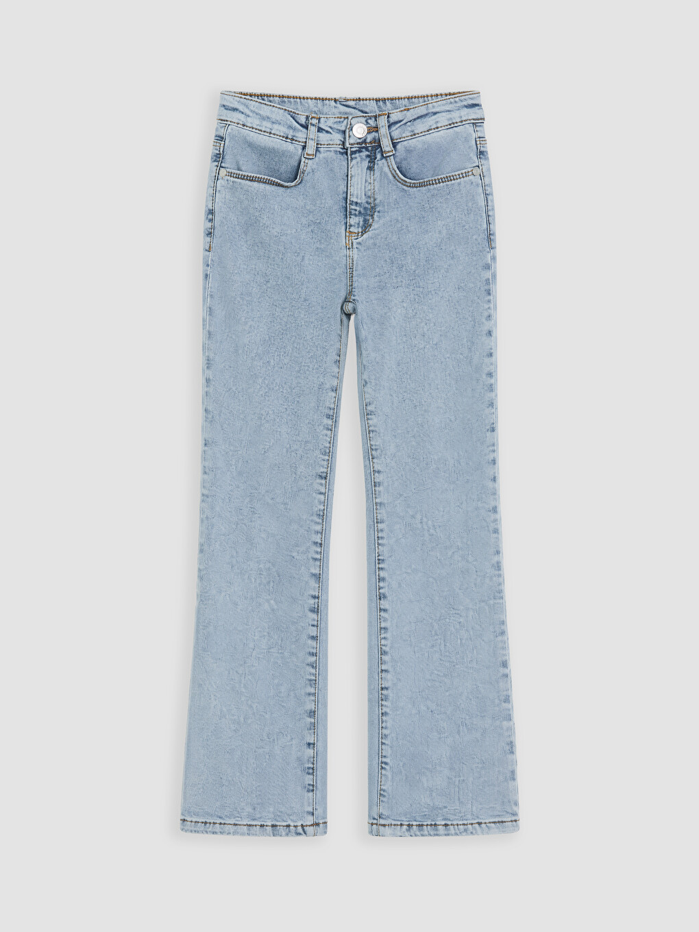 Mavi Beli Ayarlanabilir Lastikli Kız Çocuk Kargo Jean Pantolon