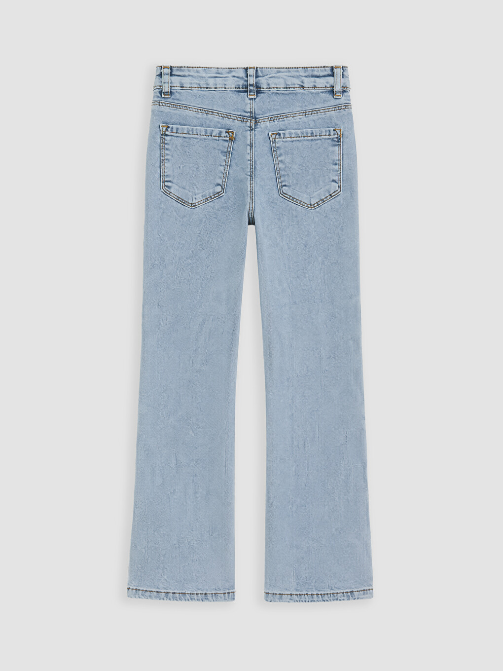 Mavi Beli Ayarlanabilir Lastikli Kız Çocuk Kargo Jean Pantolon-2