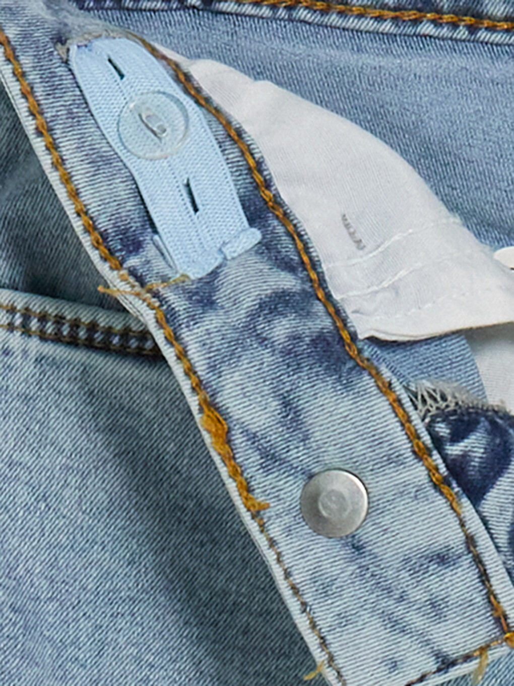 Mavi Beli Ayarlanabilir Lastikli Kız Çocuk Kargo Jean Pantolon-3