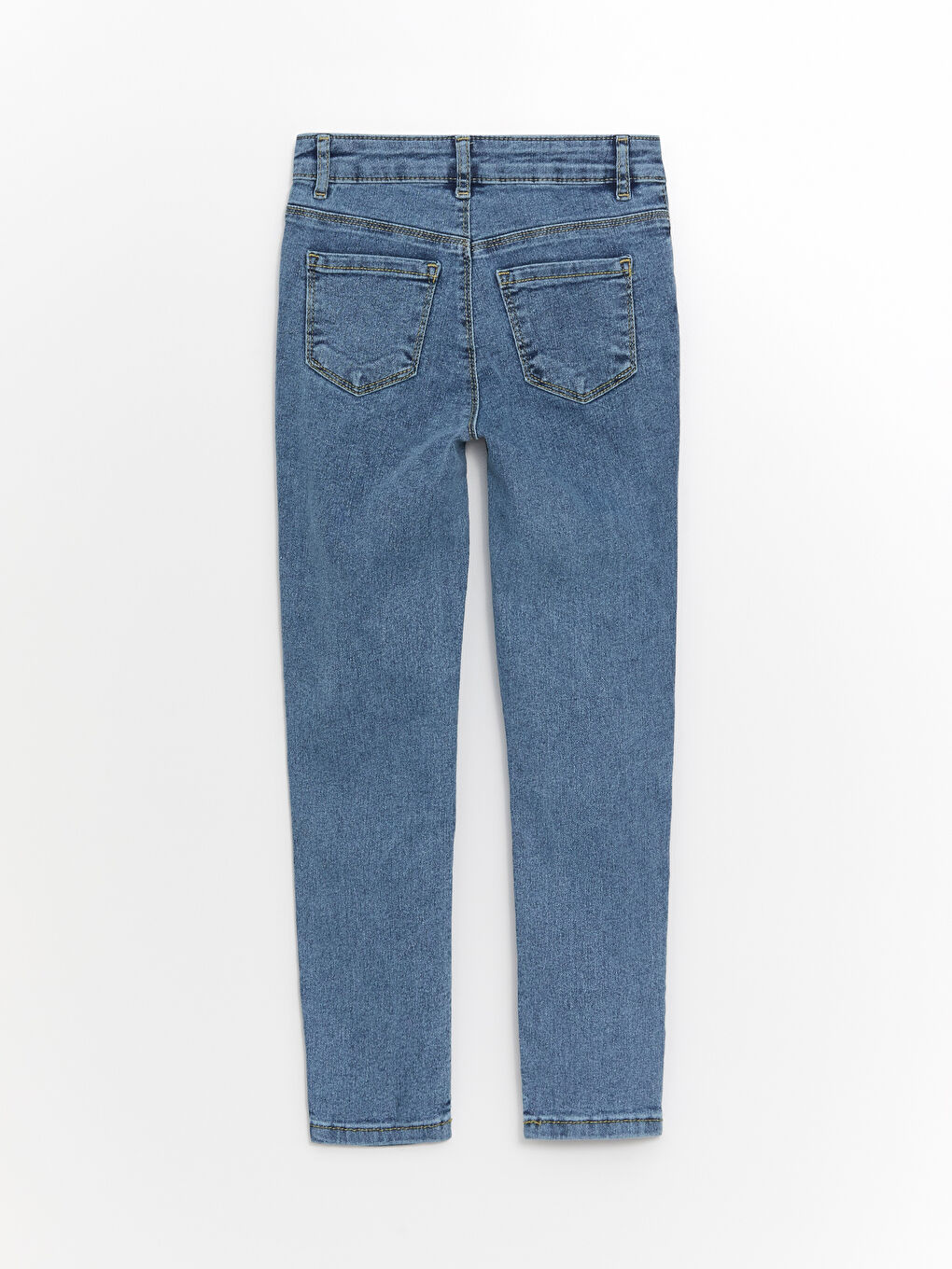 Mavi Beli Ayarlanabilir Lastikli Kız Çocuk Jean Pantolon-1