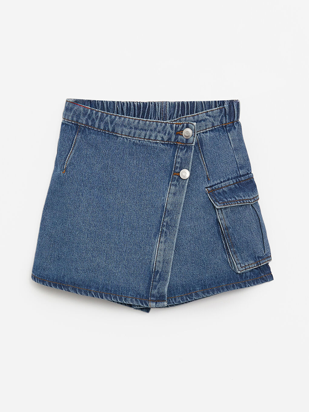 Jupe-Short en Jean à Taille Élastiquée pour Fille