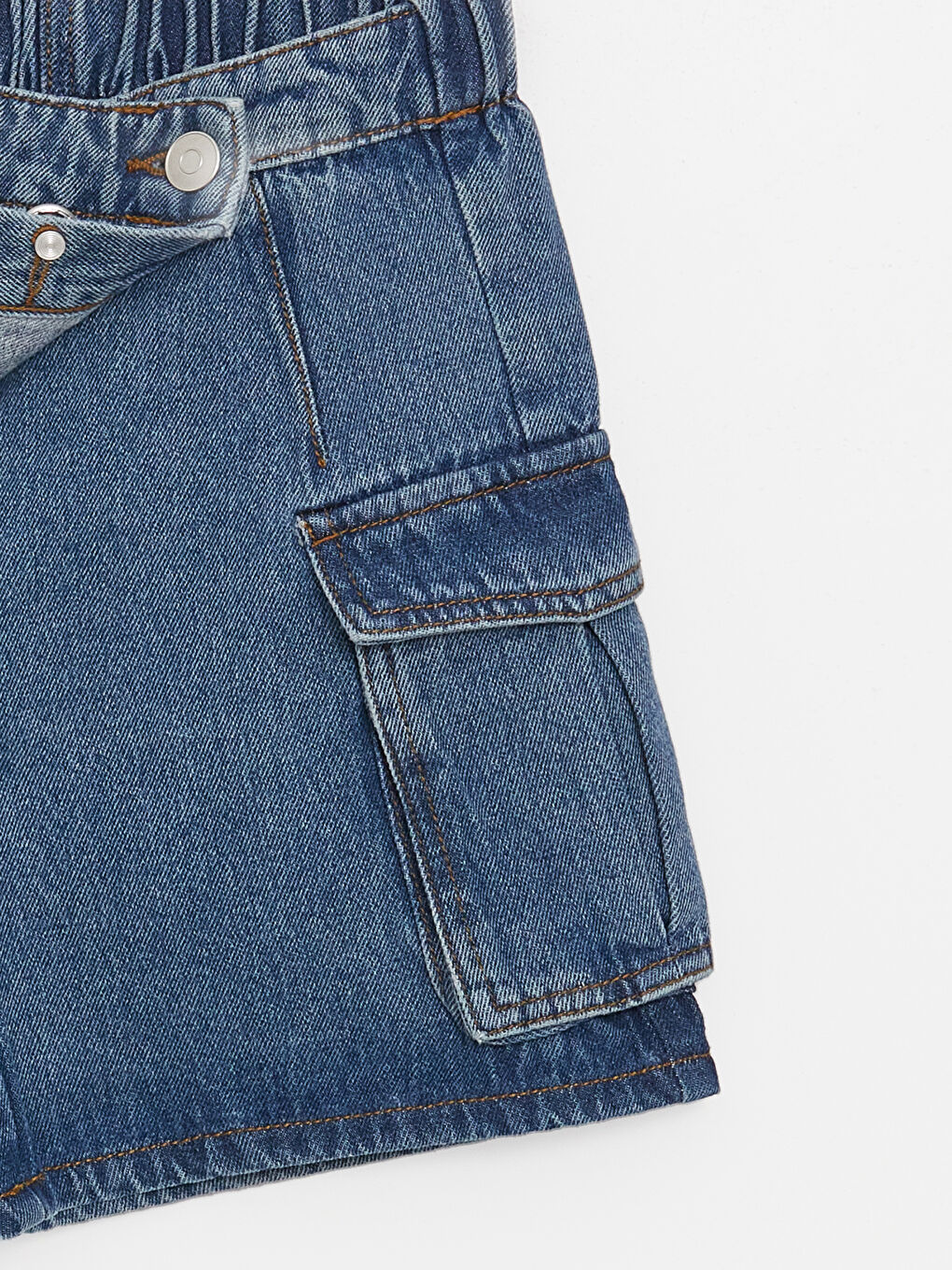 Jupe-Short en Jean à Taille Élastiquée pour Fille-2