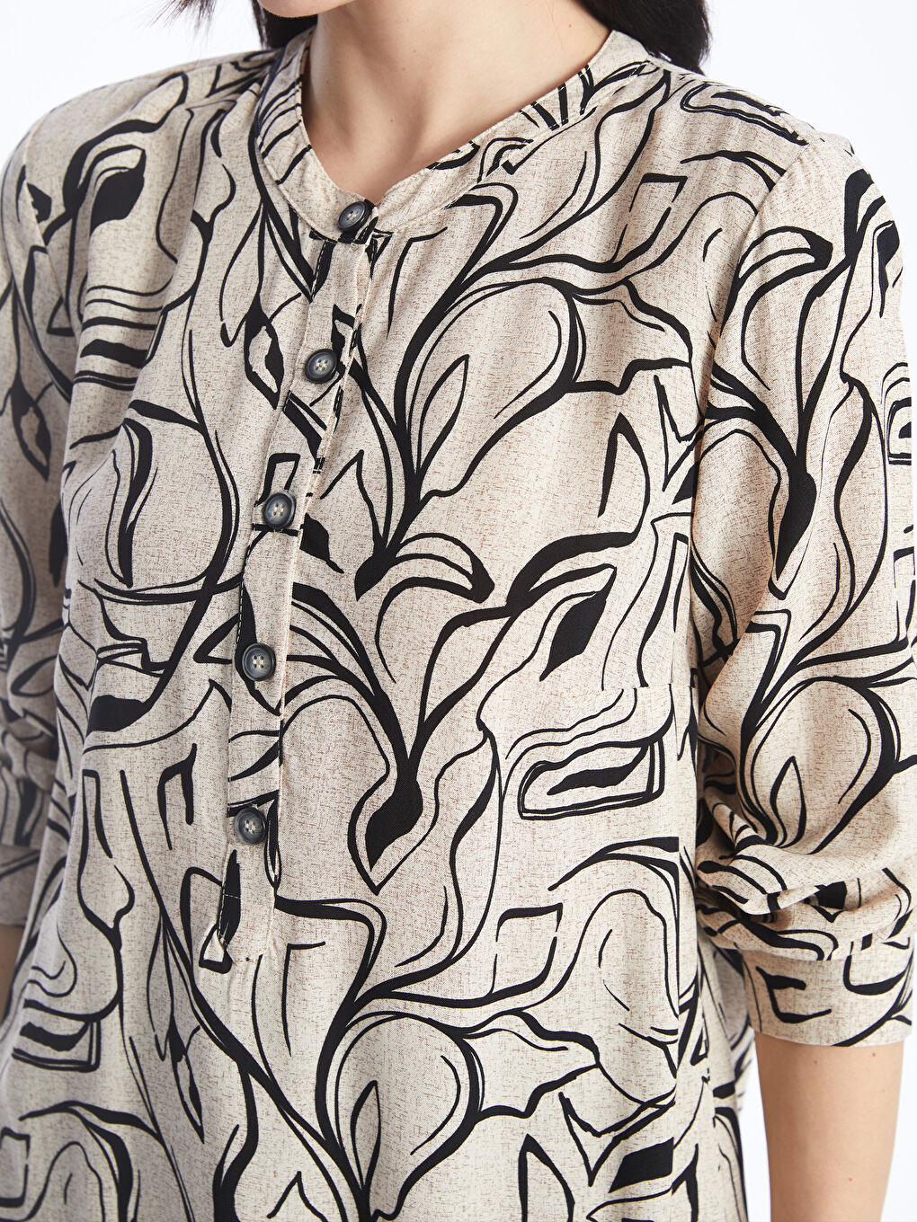 Crew Neck Patterned Women's Tunic -S46526Z8-SW5